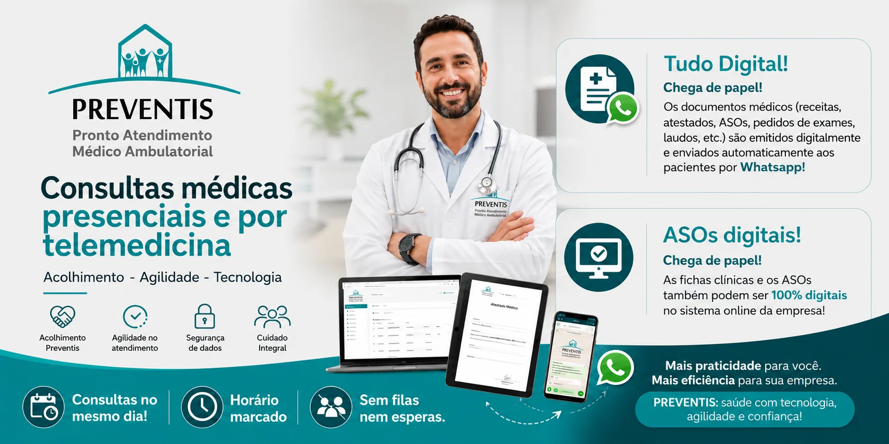 Clínica PREVENTIS em Teutônia/RS - Consultas médicas presenciais e por telemedicina: Acolhimento, Agilidade e Tecnologia