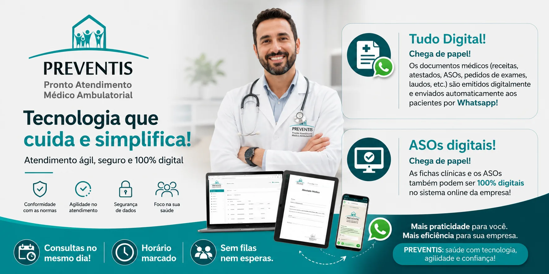 Preventis - Tecnologia que cuida e simplifica: atendimento ágil, seguro e 100% digital, com documentos médicos enviados por WhatsApp